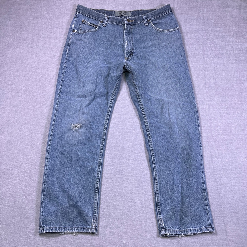 Wrangler Authentics Classic Fit Mid Rise Denim Jeans Mens 36x29 Blue Cotton